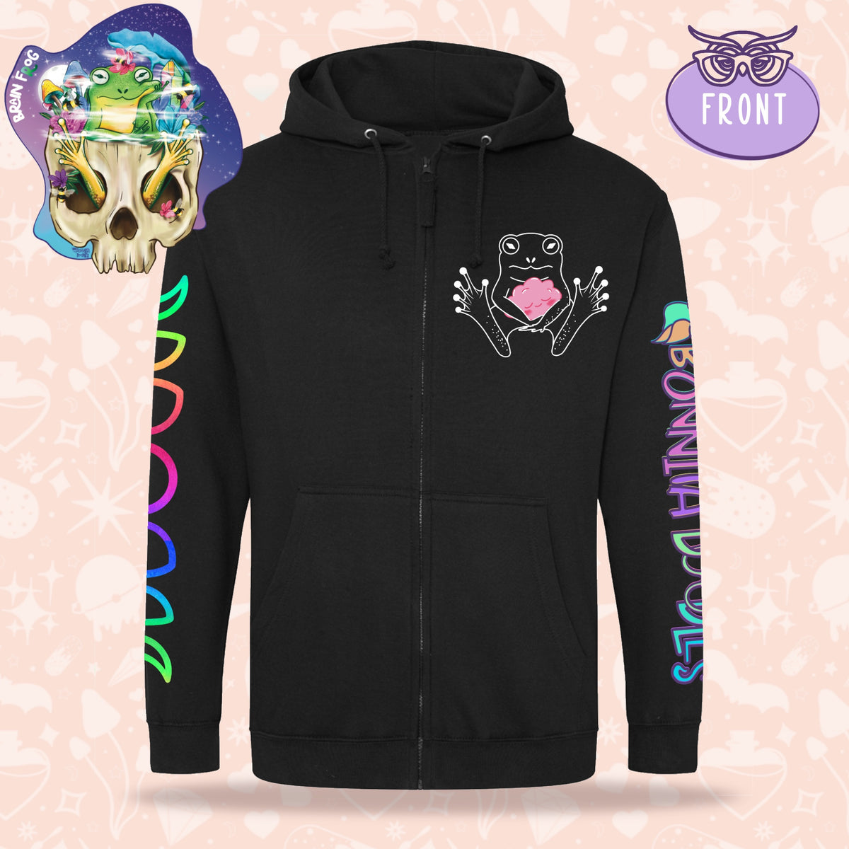 Brain Frog | Unisex Zip Hoodie | Made to order