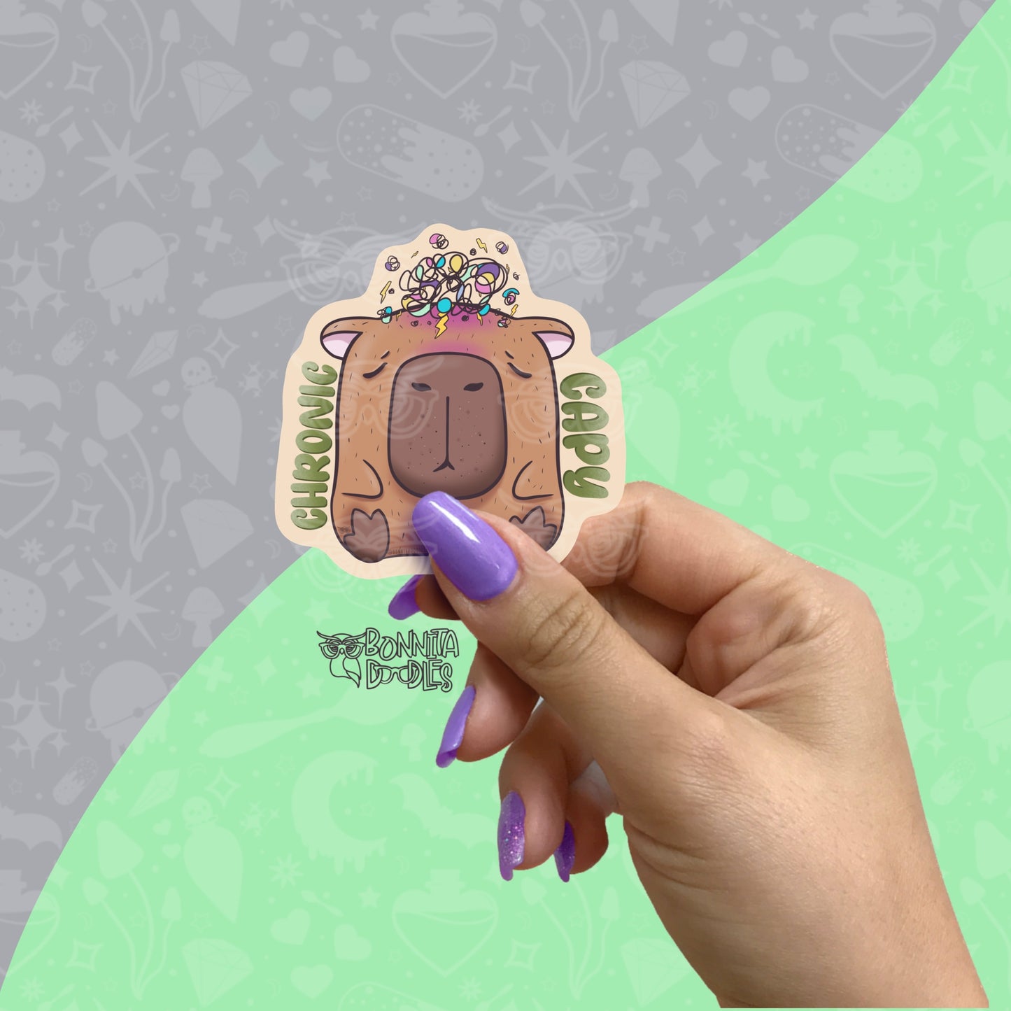 Capybara Matt vinyl stickers - Self-Care, Flappy, Chronic