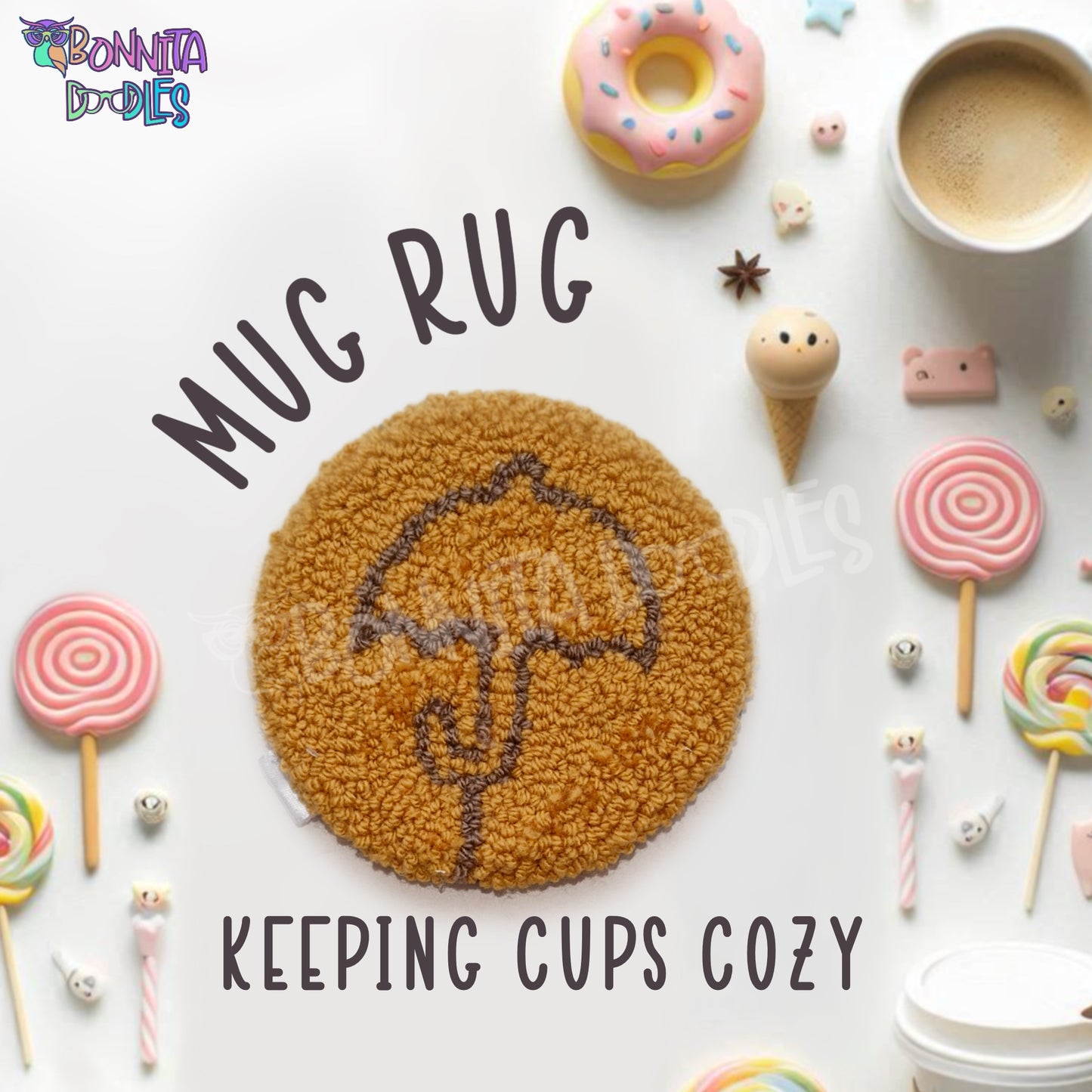 Dalgona cookie Mug Rug - Made to order