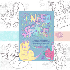 Kids coloring book pack cover with pastel cartoon animals and starry fantasy artwork
