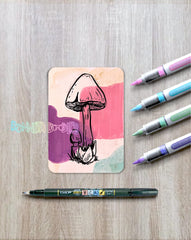 Retro Mushroom "Volvaire Gluante" ACEO | Original Hand Drawn Art Card