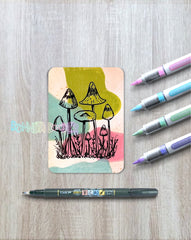 Retro Mushroom "Perroquet" ACEO | Original Hand Drawn Art Card