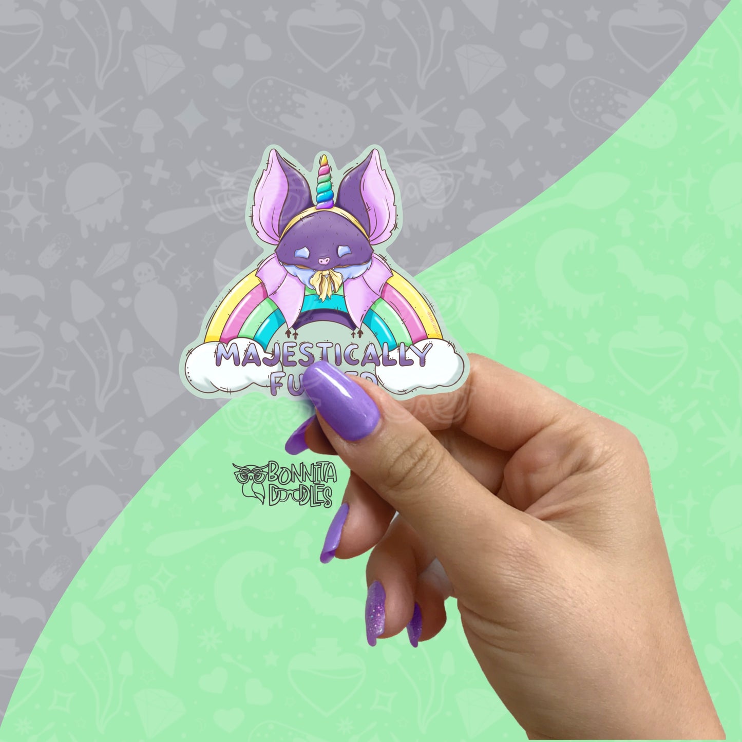 Moody Bat - Matt vinyl stickers - Majestically F*cked