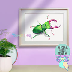 Peridot | Stag Beetle | Original Art