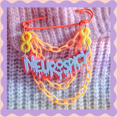 Blue & Orange | Neurospicy | Handmade 75mm Orange pin