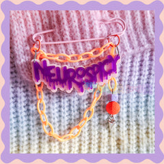 Purple & Orange | Neurospicy | Handmade 75mm pink pin