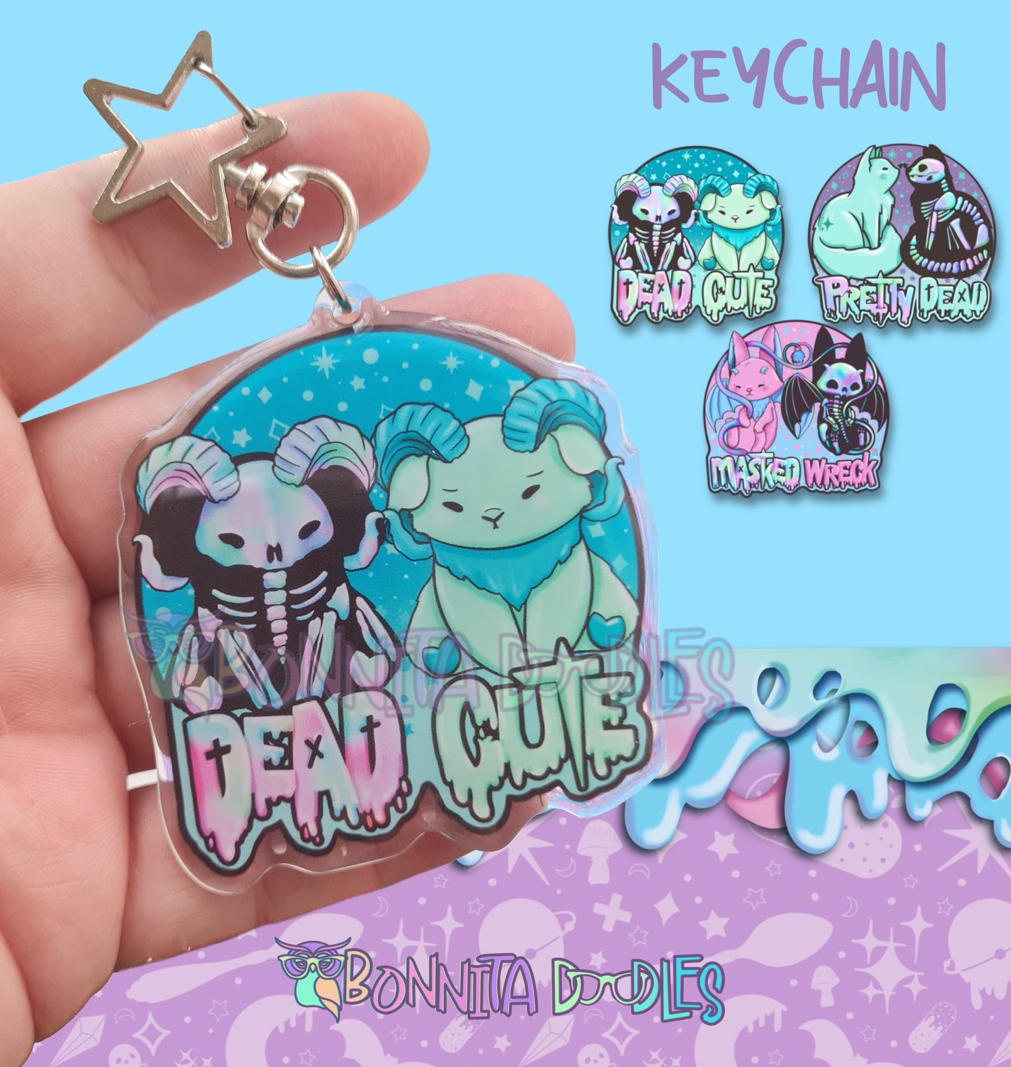 B GRADE Large Acrylic DUO Keychain - 3 designs available