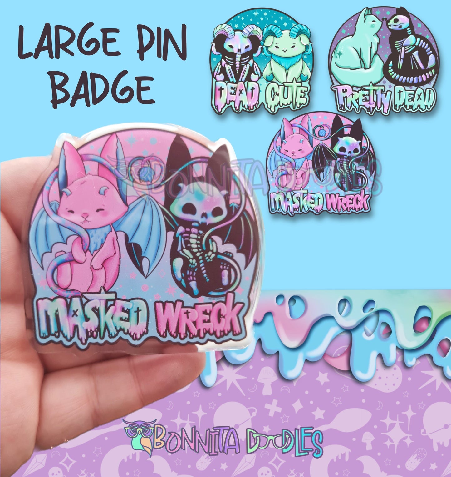 B GRADE Large Acrylic Pin Badge - 3 designs available