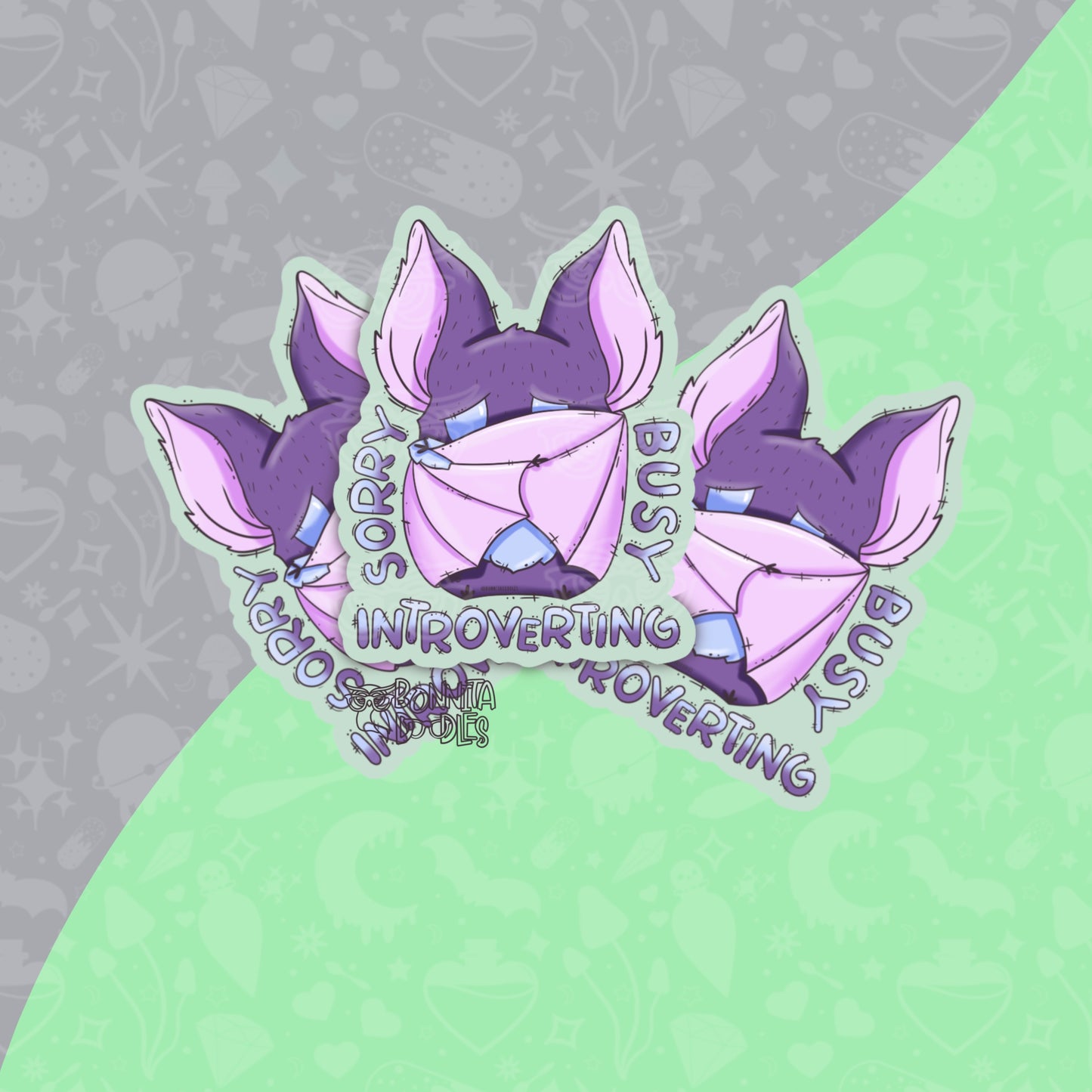 Moody Bat - Matt vinyl stickers - Anxious, Talking, Introverting