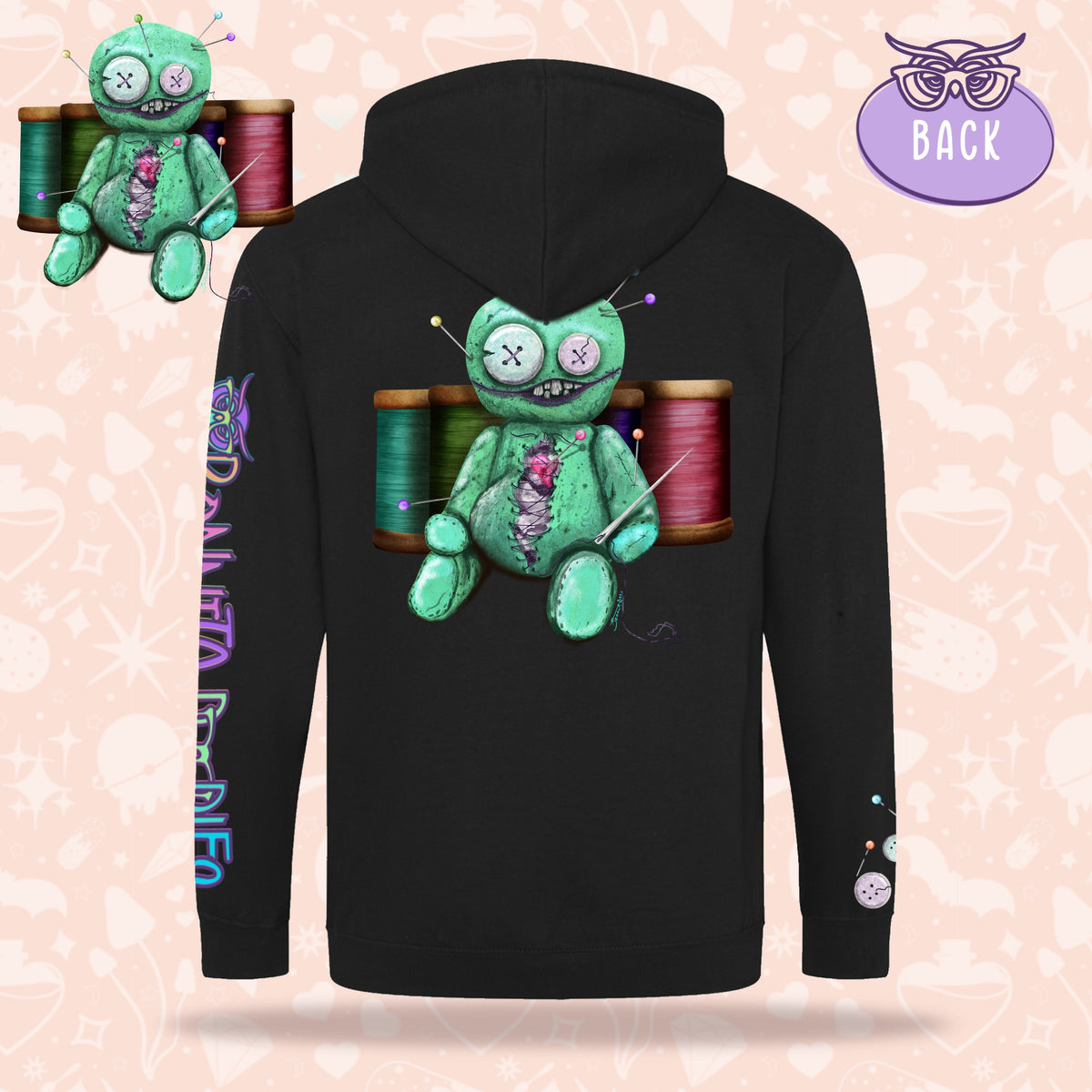 Stitches Voodoo Doll | Unisex zip hoodie | Made to order