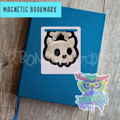 Kawaii cat skull & bones lovers magnetic bookmark - the perfect gift