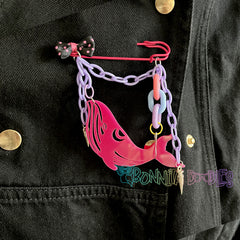 Hot Pink Whale | Handmade 75mm Pink pin