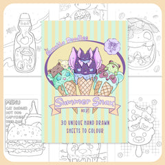 Summer Snax colouring pack cover with cute ice-cream doodles and 30 unlined sheets