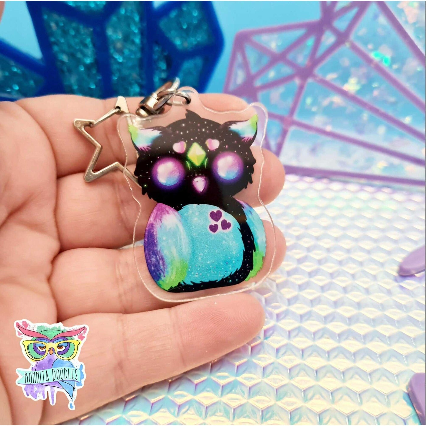 Kawaii galaxy Owl keychain