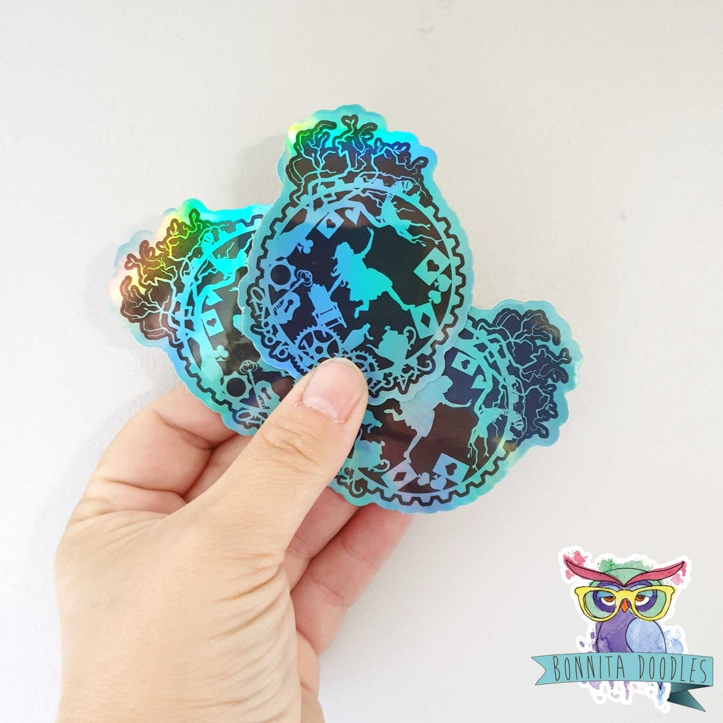 Alice falling Holographic sticker