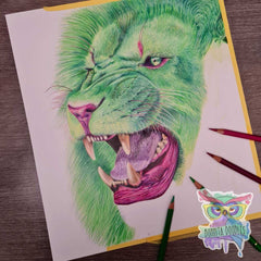 Peridot Lion - Original drawing - Original art