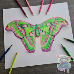 Peridot Atlas Moth - Original drawing - Original art