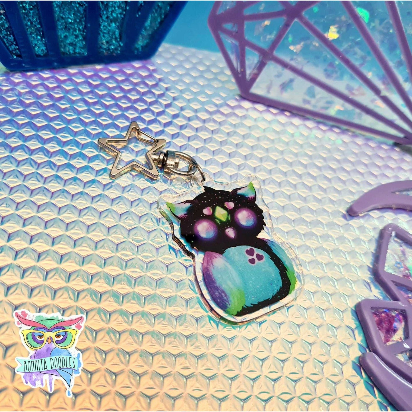 Kawaii galaxy Owl keychain