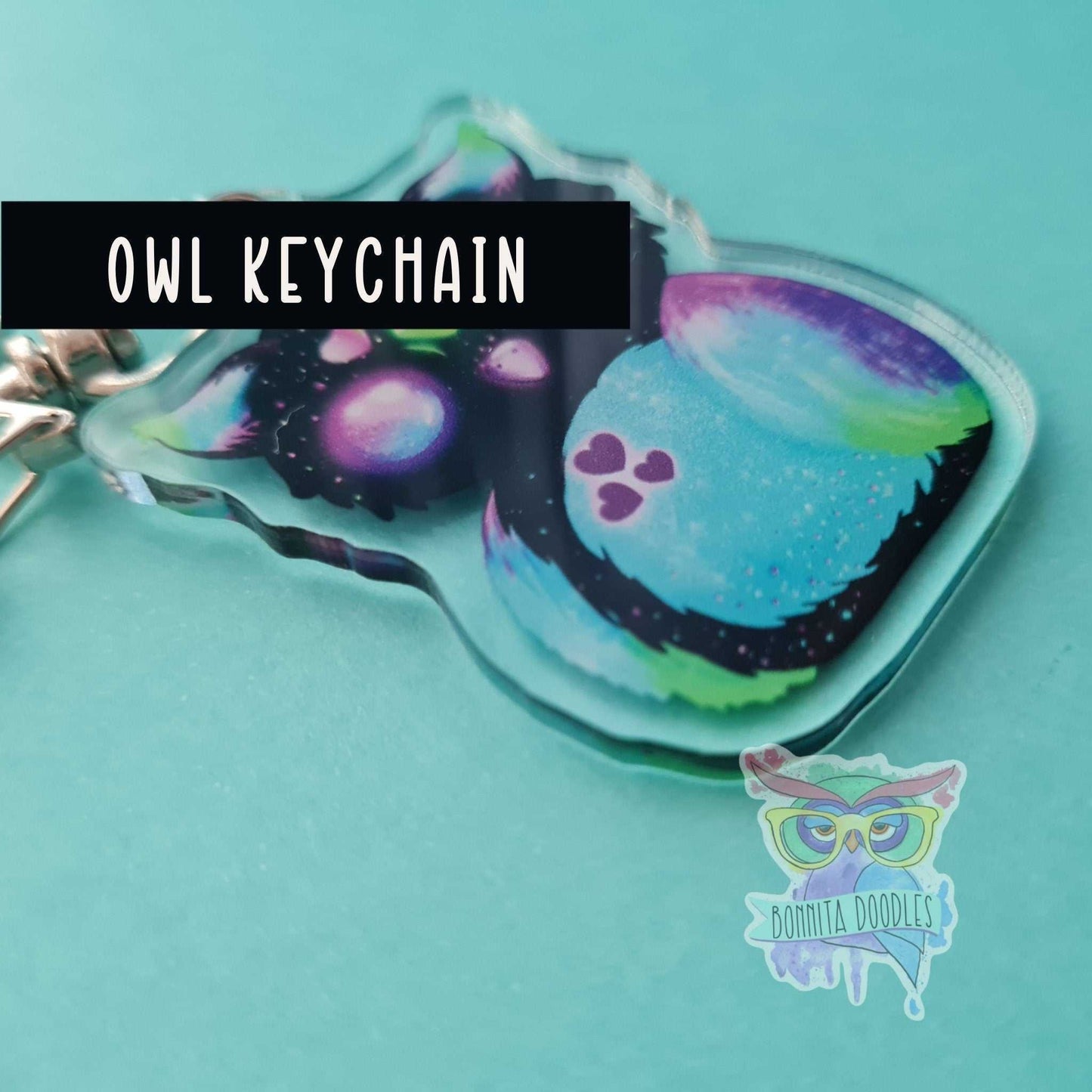 Kawaii galaxy Owl keychain