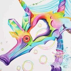 Opal Aura - Coral Seahorse - Original drawing