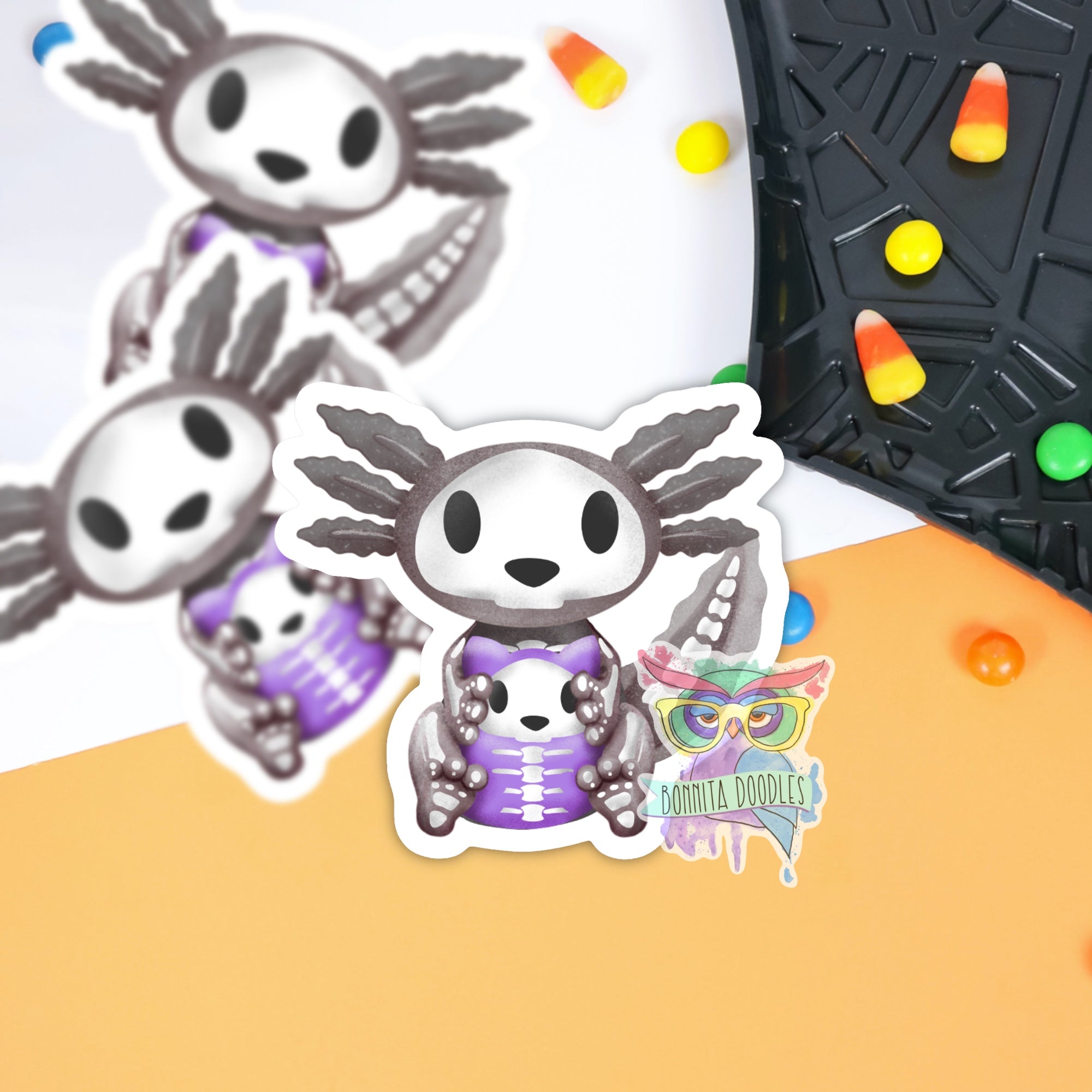 Axolotl Halloween | Medium vinyl sticker