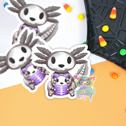 Axolotl Kawaii Trick or Treat - zombie Halloween vinyl sticker