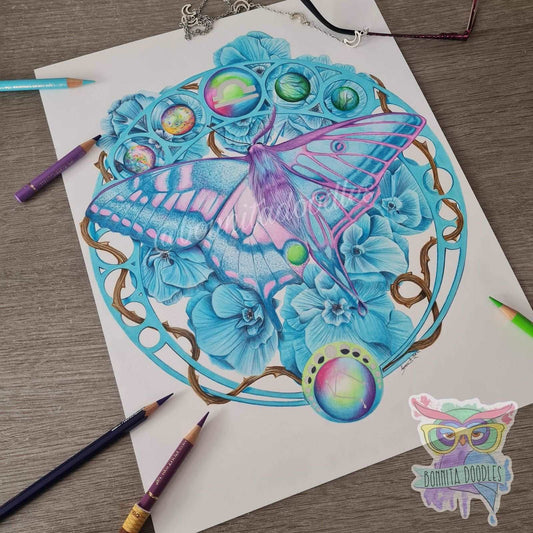 Libra butterfly and moth - zodiac Series art home decor print