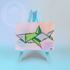 Origami Shark "Hangry" ACEO | Original Hand Drawn Art Card