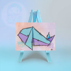 Origami Whale "Big Blue" ACEO | Original Hand Drawn Art Card