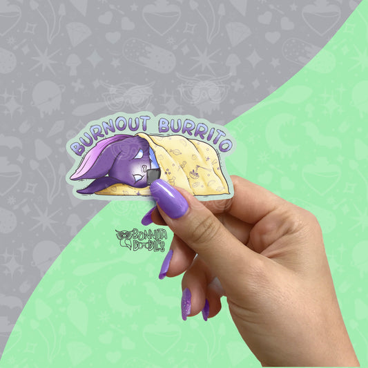 Moody Bat - Matt vinyl stickers - Burnout Burrito