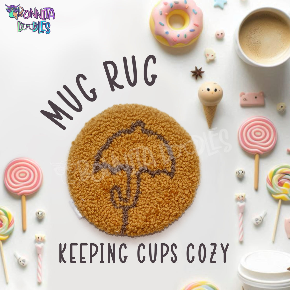 Dalgona cookie Mug Rug - Made to order
