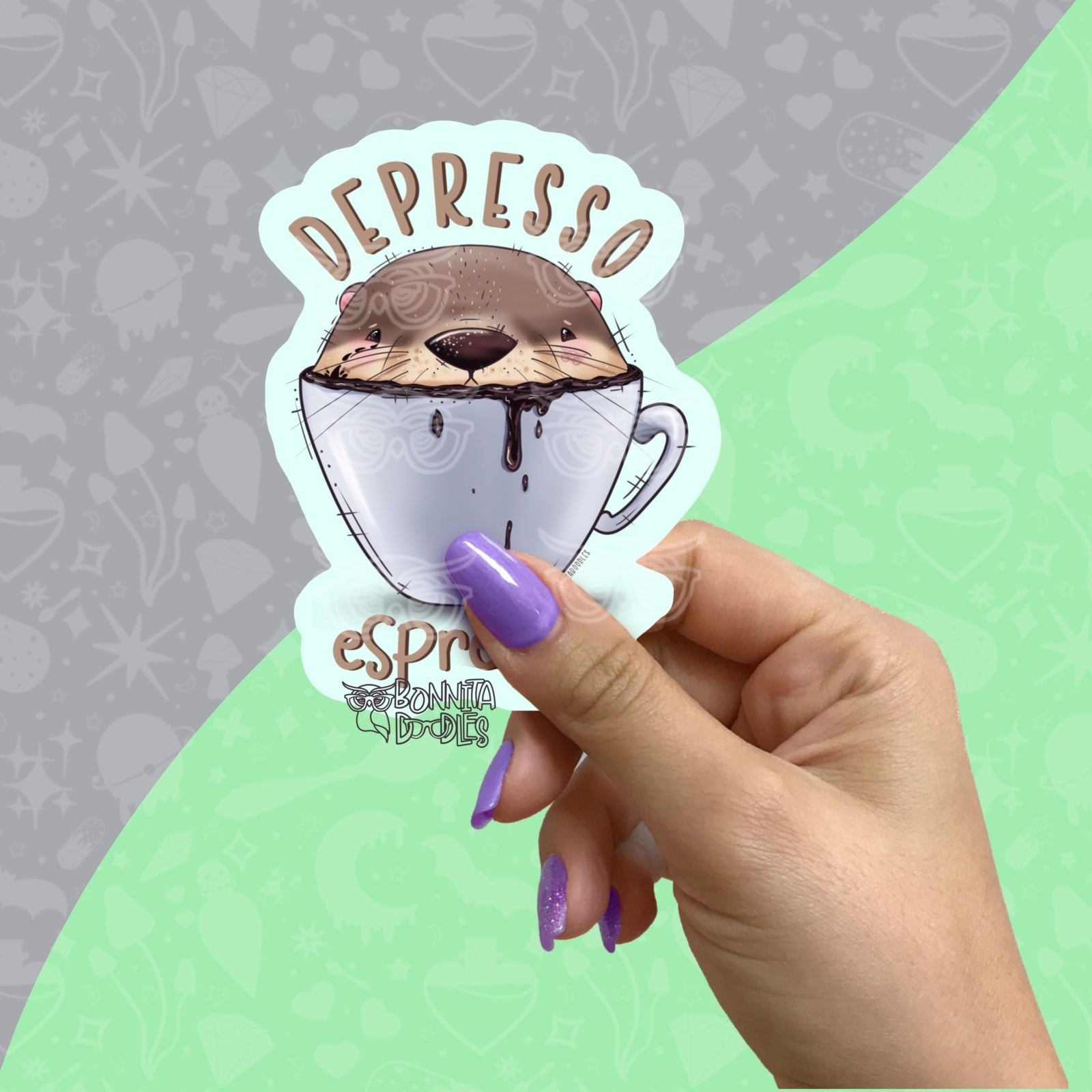 Depresso Espresso Otter | Large vinyl sticker