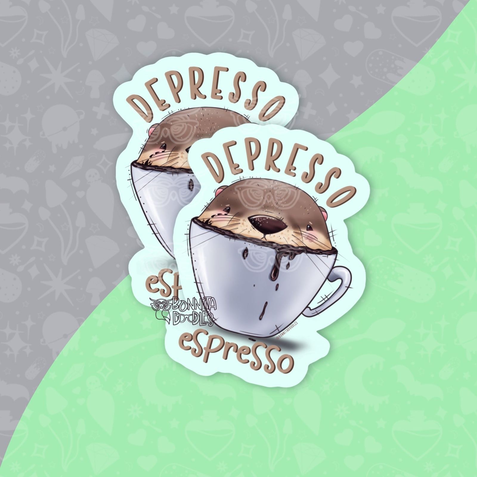 Depresso Espresso Otter | Large vinyl sticker