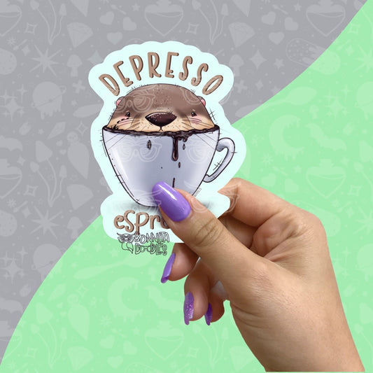 Depresso Espresso Otter vinyl sticker