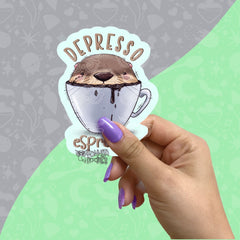 Depresso Espresso Otter | Large vinyl sticker