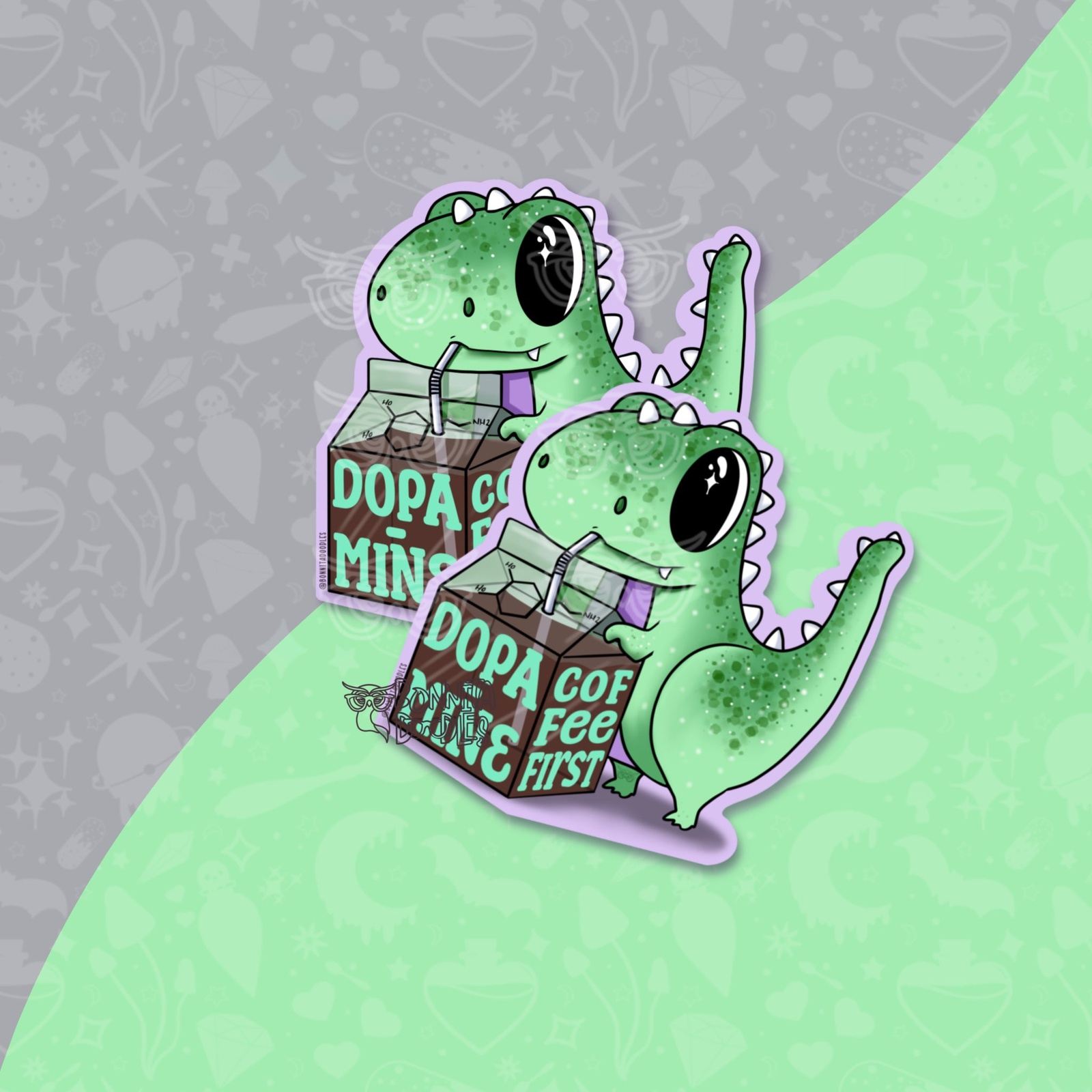 Dopamine dino | Large vinyl sticker