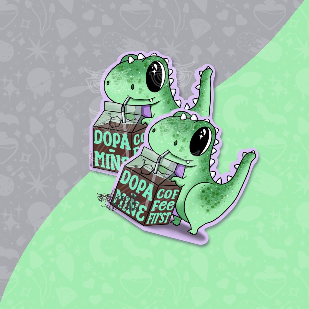 Dopamine dino | Large vinyl sticker