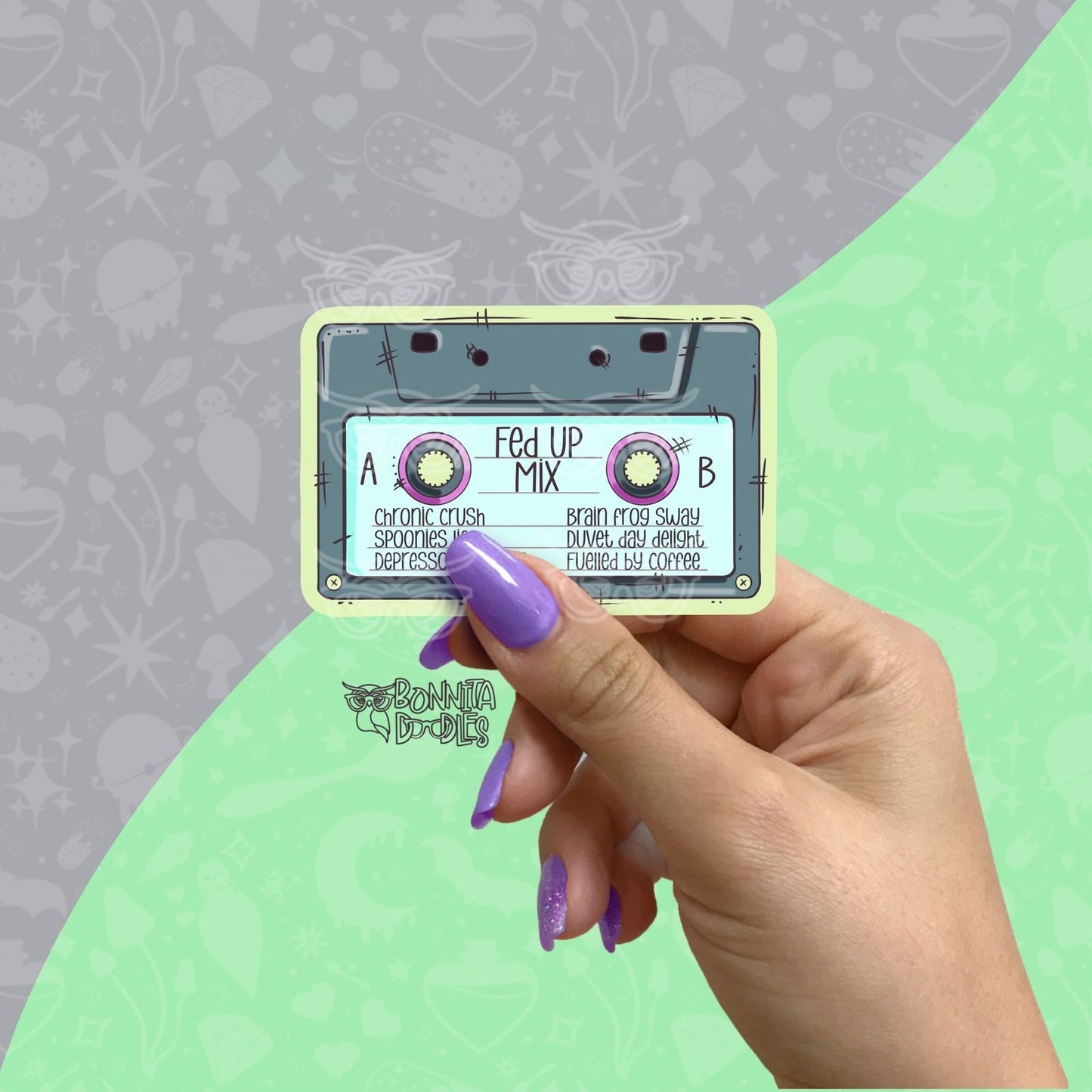 Retro cassette Fed up mix tape vinyl sticker