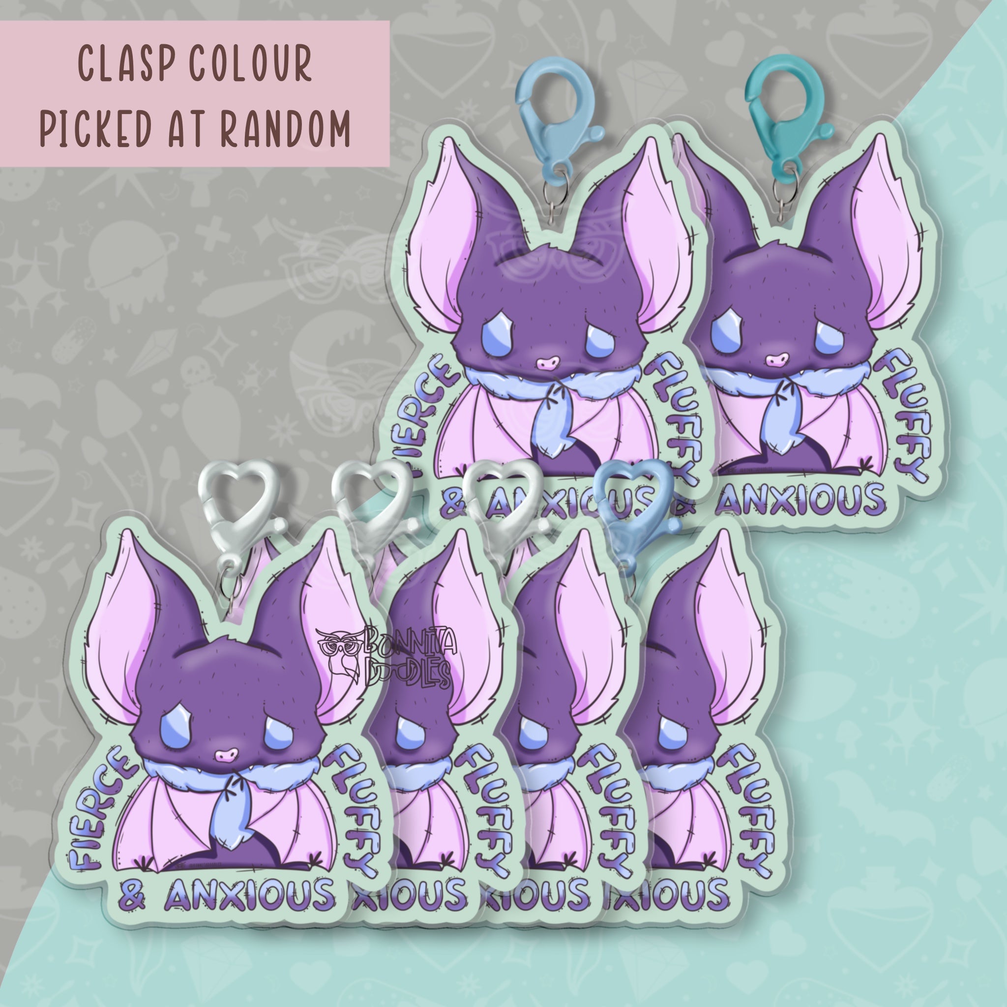 Fierce, Fluffy & Anxious - Maurice - Large acrylic keychain