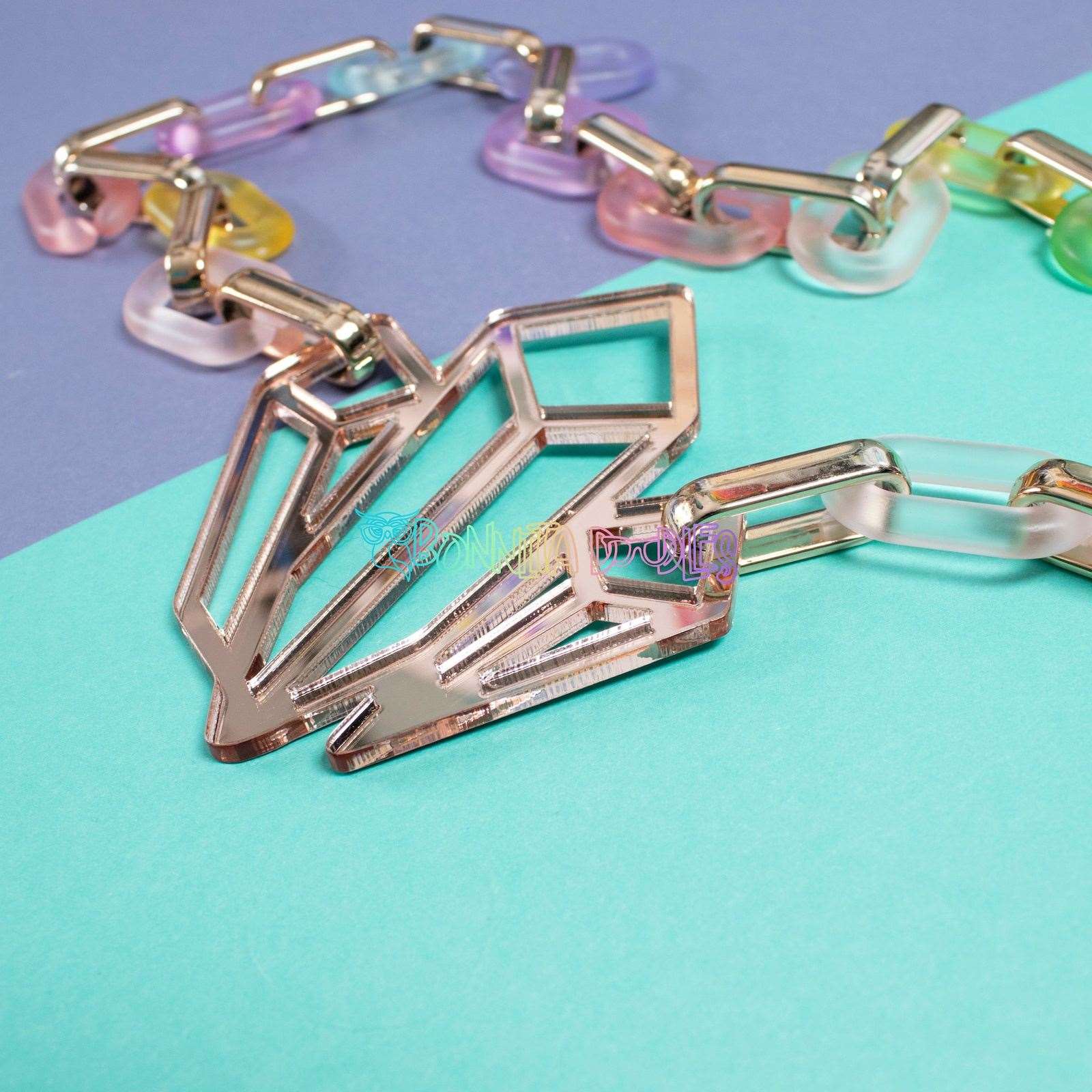 Mystical GEODE Pastel Goth chunky colourful necklace -  Handmade gifts
