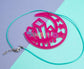 Hot Pink Moon Phase Geode Charm necklace - Handmade gifts