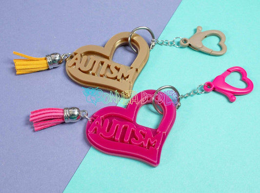 Autism Heart Key - Bag Charm