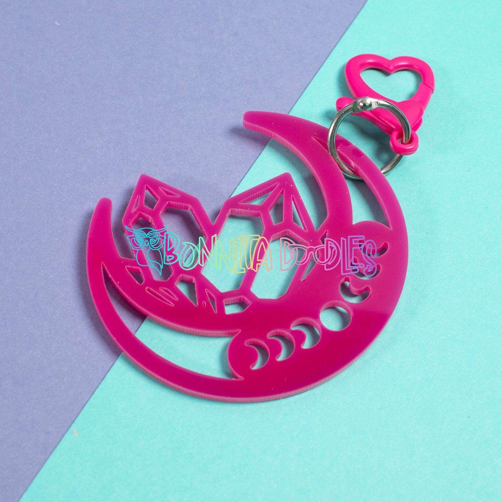 Moon Phases Geode Key - Bag Charm