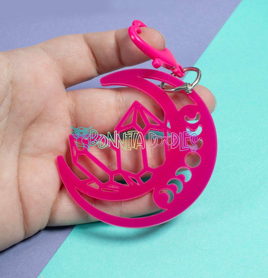 Moon Phases Geode Key - Bag Charm