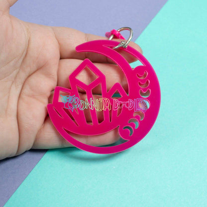 Moon Phases Geode Key - Bag Charm