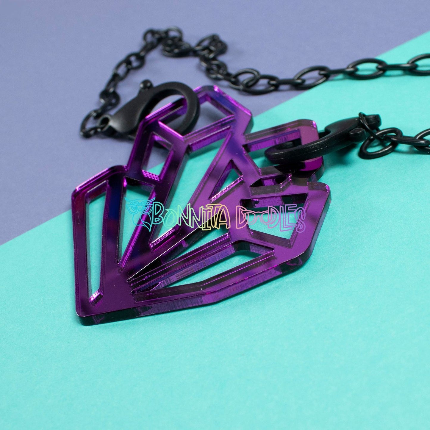Purple Mirror Geode Charm necklace - Handmade gifts