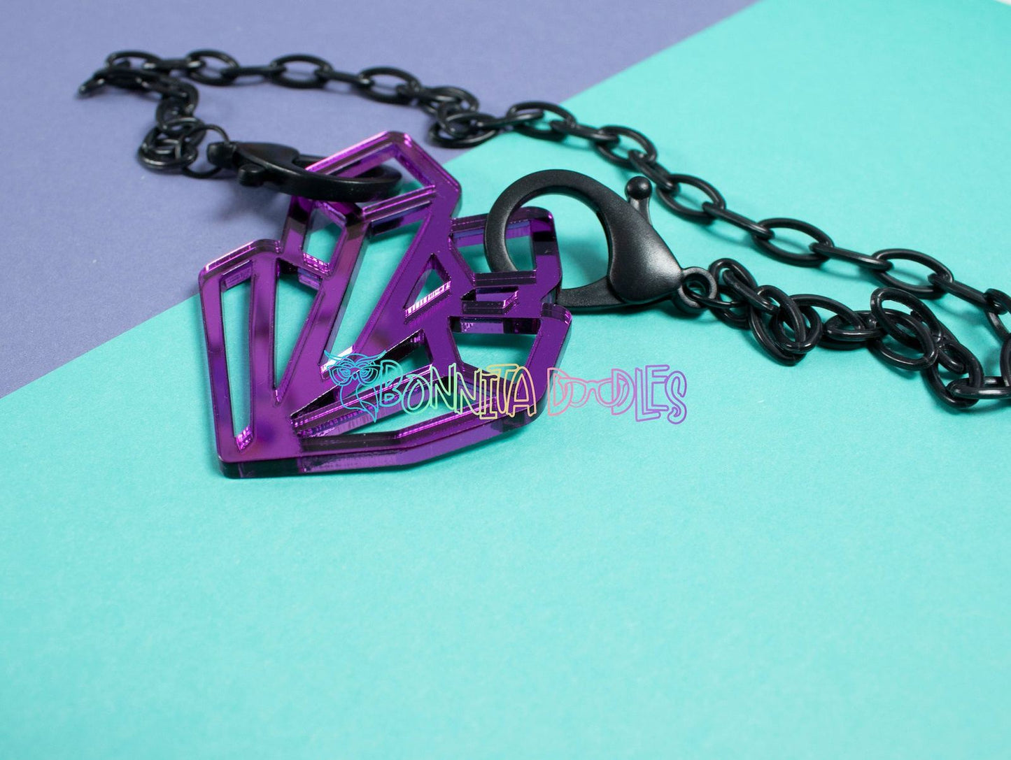 Purple Mirror Geode Charm necklace - Handmade gifts