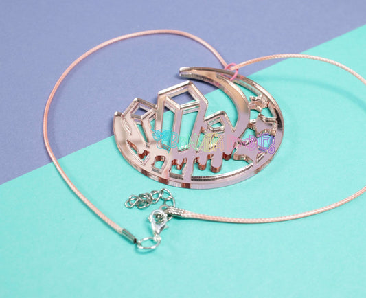 Rose Gold Moon Phase geode Charm necklace - Handmade gifts