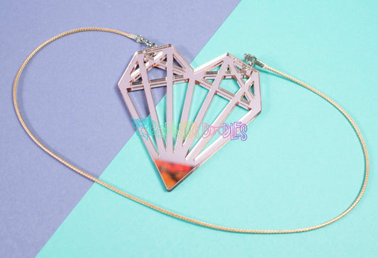 Rose Gold Heart geode charm necklace - Handmade gifts