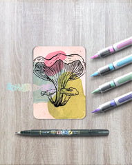 Retro Mushroom "Chanterelle" ACEO | Original Hand Drawn Art Card